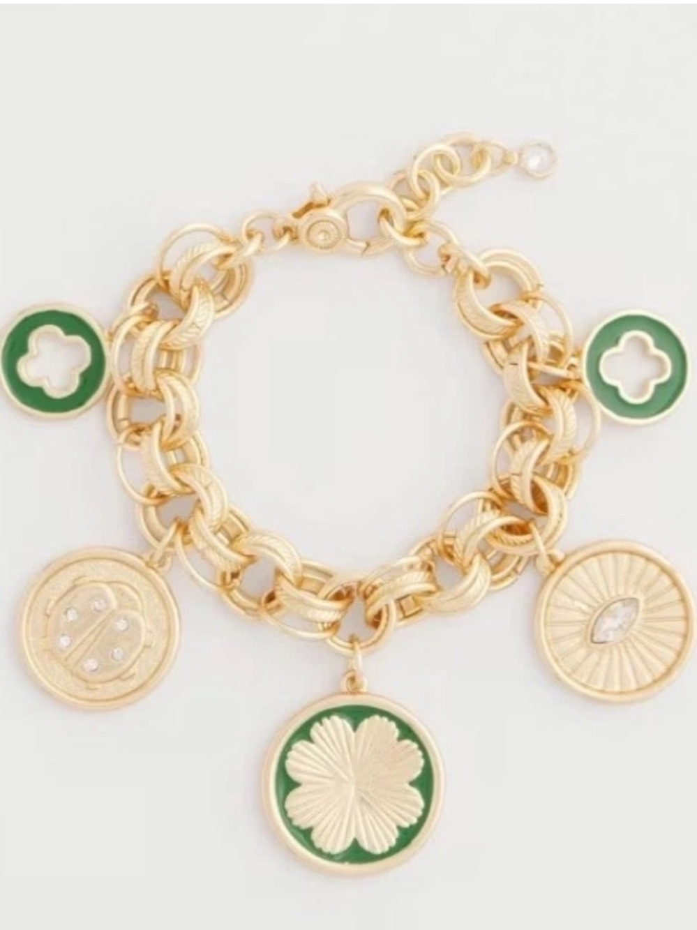Chico's Gold-Tone Bracelet with Green Enamel Charms